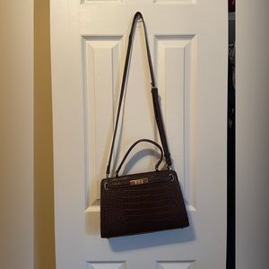 Faux crocodile skin crossbody purse
